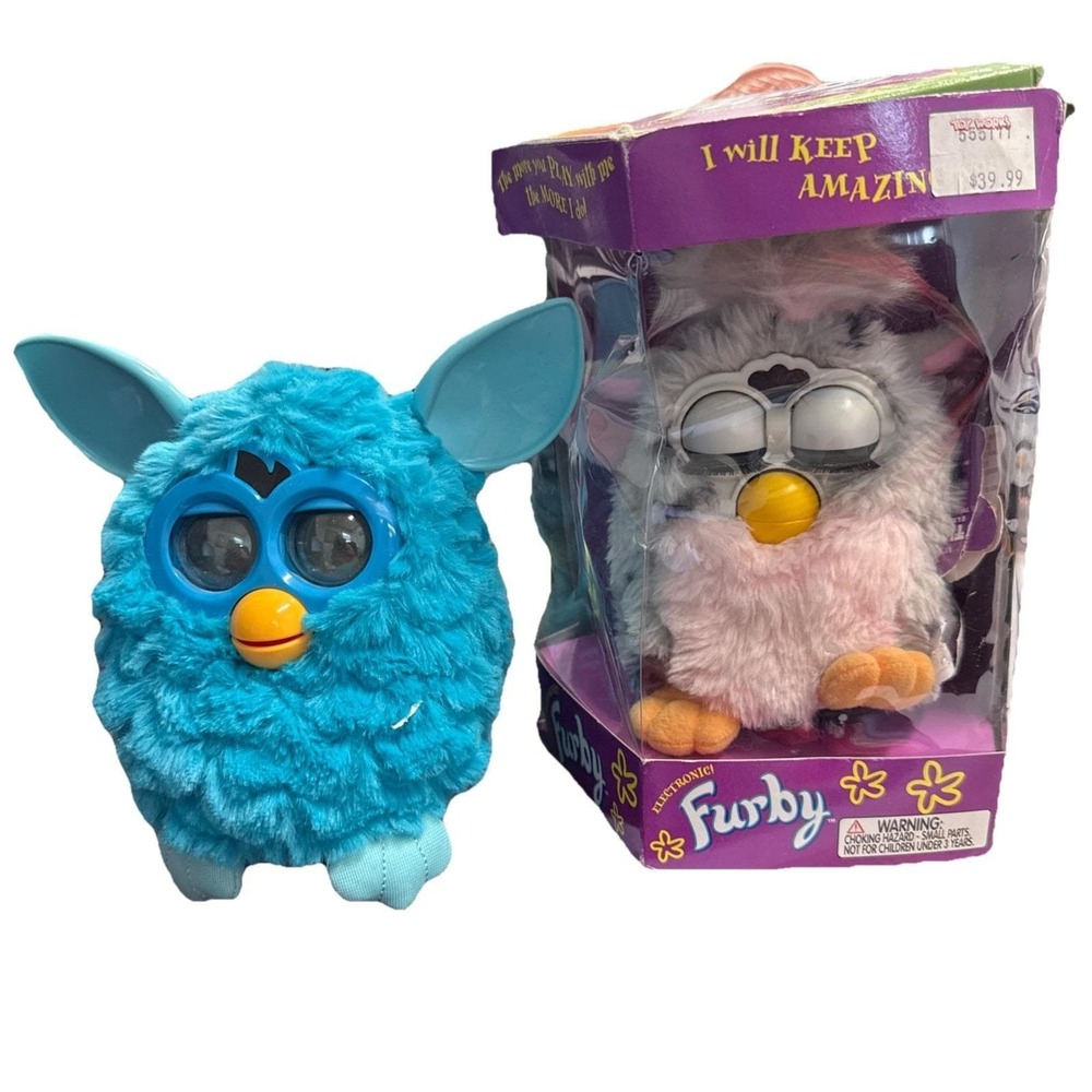 Vintage Tiger Electronics Furby 1998 Model‎ 70-800 In Box & 2012 Teal Blue Furby